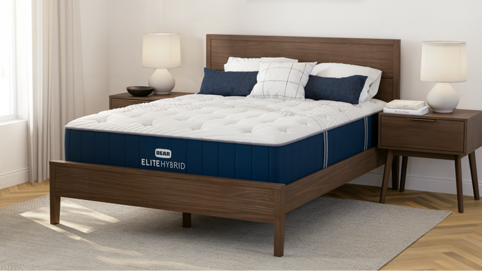Bedroom with Bear Hudson Bed Frame and Bear Elite Hybrid Mattress