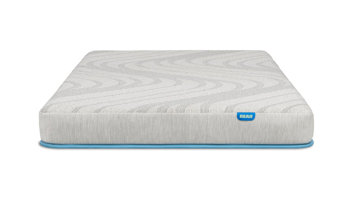 Bear Trundle Mattress – 5 inch, Twin size trundle mattress with a blue bottom edge and Bear label.